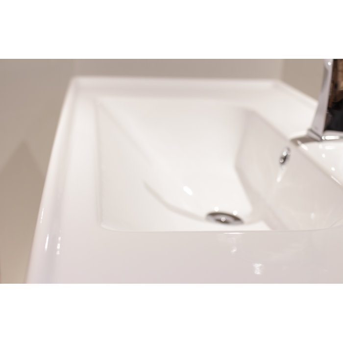 Orren Ellis Hancock 36'' Wall Mounted Single Bathroom Vanity with Solid Surface Vanity Top